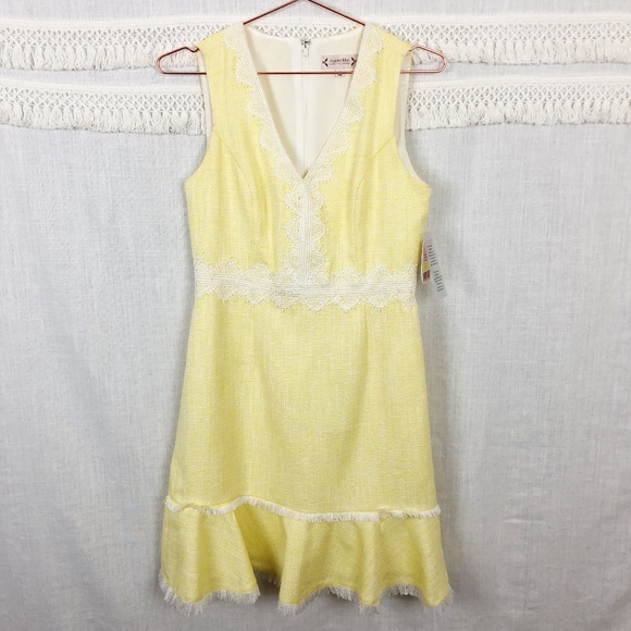 Nanette Lepore Yellow Boucle V-Neck Dress | NWT 4 - Picture 1 of 8